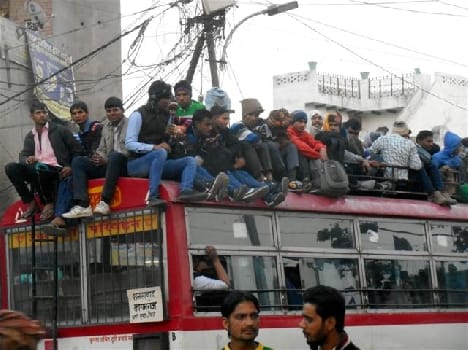 Army on the roof of the bus trip
